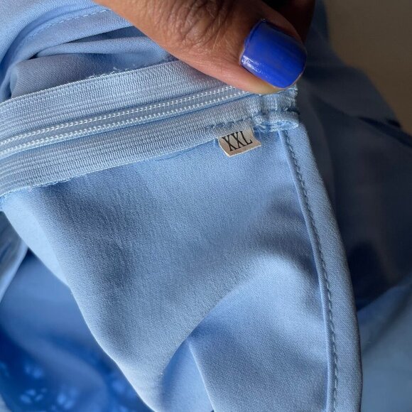 Women's Baby Blue Lace Bust Ruffled Sleeve Layered Hem Romper Waist Tie XXL - Picture 6 of 8